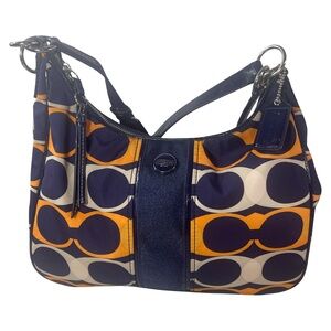 Coach F23936 Poppy Signature C Khaki/Orange/Navy Shoulder Bag